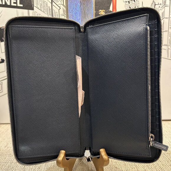 Prada Blue Saffiano Zippy Organizer - Picture 2 of 12